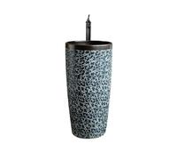 Ceramic Freestanding Wash Basin Bathroom Balcony One Piece Column Sink with Faucet and Drain
