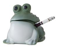 Ceramic Frog Ashtray with Lid - Funny, Smokeless, Windproof Cigarette Cigar Ash Tray for Indoor and Outdoor Use, Home Office, Patio Decoration