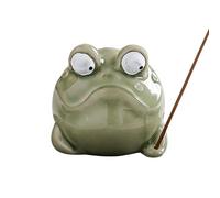 Ceramic Frog Incense Burner, Meditation Decor Statue, 2.24 x 2.44 Inch Flow Zen Aroma System, Heat Resistant Clay Craft Design, Calm Oriental Design Style for Home Yoga Room Use