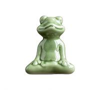 Ceramic Frog Ornament - Adorable Frog Shape Decor in Green, Ideal for Bathroom, Office, Garden & More Indoor/Outdoor Decorations (Style A)
