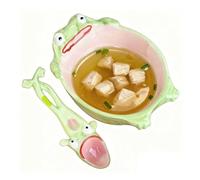 Ceramic Frog Spoon Bowl Set - Cute Funny Animal-Themed Dinnerware for Home Dining, Ideal for Kids Adults Coffee Rice Soup Serving, Charming Kitchen Tableware Decor for Women Girls and Everyday Meals