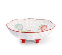 Ceramic Fruit Bowl 4-Legs, Fruit Basket for Kitchen Counter, Large Decorative Fruit Bowl for Table Countertop, 10" Ceramic Fruit Basket for Kitchen Decor, Ceramic Storage Basket for Fruit & Vegetable