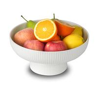 Ceramic Fruit Bowl for Kitchen Counter, Large Fruit Basket with Hole, White