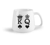Ceramic Fruit Cup Ceramic Cup King and Queen Crown Playing Card Poker Room （14oz/400ml Perfect for Kitchens, Restaurants & Cafes, Great Gift Idea