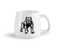 Ceramic Fruit Cup Ceramic Cups with Handles Evil Angry Dog Pit Bull Beast Pet （14oz/400ml Perfect for Kitchens, Restaurants & Cafes, Great Gift Idea