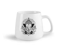 Ceramic Fruit Cup Coffee Mug a Charming and Simple 2D and Silhouette of Ganesh Designed （14oz/400ml） and Microwave-Safe