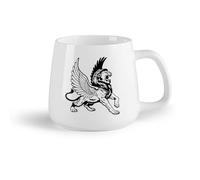 Ceramic Fruit Cup Novelty Gift Mug Lion with Eagle Wings Greek Mythology Symbol Wild Winged Lion （14oz/400ml） for Home or Work