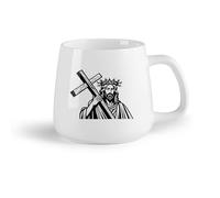Ceramic Fruit Cup Novelty Tea or Coffee Cup Jesus Christ Carrying the Cross （14oz/400ml） Perfect for Kitchens, Restaurants & Cafes, Great Gift Idea