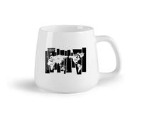 Ceramic Fruit Cup Stoneware Cups for Coffee, Tea, World Map Postal Platform （14oz/400ml） Perfect for Kitchens, Restaurants & Cafes, Great Gift Idea