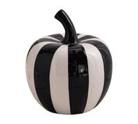 Ceramic Fruit Figure, Decorative Sculpture with Black And White Stripes, Color-Blocked Striped Big Round Belly Ceramic Flower Vase, Handmade Art Decorative Ornament for Home Shelf Table, Apple 12x15cm