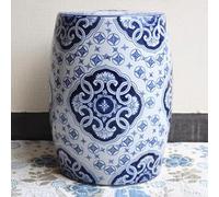 Ceramic Garden Stool, Ceramic Decorative Garden Stool, Side Table for Outdoor Garden, Living Room, Patio, Sketch(Blue C)