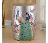 Ceramic Garden Stool, Hand-Painted Floral Design, Drum Style Side Table, Plant Stand, Makeup Stool for Patio & Living Room Decor