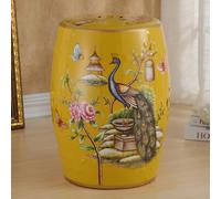 Ceramic Garden Stool, Hand-Painted Floral Design, Drum Style Side Table, Plant Stand, Makeup Stool for Patio & Living Room Decor