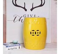 Ceramic Garden Stool, Round Decorative Hollow Out Drum Stool, Portable Indoor/Outdoor Side Table, Flower Rack for Entryway, Patio, Deck, Backyard, No Assemble