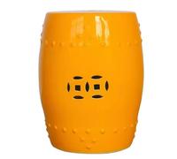 Ceramic Garden Stool, Round Decorative Hollow Out Drum Stool, Portable Indoor/Outdoor Side Table, Flower Rack for Entryway, Patio, Deck, Backyard, No Assemble