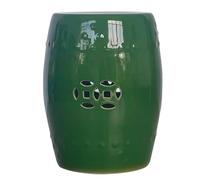 Ceramic Garden Stool, Round Decorative Hollow Out Drum Stool, Portable Indoor/Outdoor Side Table, Flower Rack for Entryway, Patio, Deck, Backyard, No Assemble