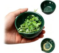 Ceramic Garlic Grater Bowl, 7×7cm Salad Bowl with Garlic Grater, He/rb Stripper Bowls, Natural Grinder, Manual with Drainage Port & 5 Hole Sizes, Decorative Mincer for Ginger, Onion, Cheese