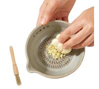 Ceramic Garlic Grater, Ceramic Chopper Bowl with Brush, Bowl for Grating, for Camping, Cooking in the Kitchen, Sauce Making and Meal Preparation