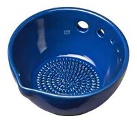 Ceramic Garlic Grater Herb Bowl, Handmade Blue Ginger Grater Bowl with 5 Pour Spouts, 2.9 x 2.8 in / 7.4 x 7 cm, Multi Use Herb Stripper Bowl, Small Kitchen Tool for Garlic, Ginger, Herbs, Spices