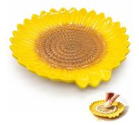 Ceramic Garlic Grater Plate, 13.5cm Sunflower Shaped Grinder Plate Garlic | 13.5x2.3cm 270g Aesthetics Sunflower Ceramic Garlic Grater Plate for Ginger Onion Cheese, Easy Clean