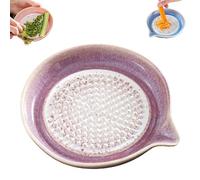 Ceramic Garlic Grater Plate, 4.7" Gradient Ceramic Grater Plate Disc with Pour Spout, Modern Design Multipurpose Grinder Plates Burnishing Machine for Fruits Vegetables Ginger Garlic Onion (Purple)