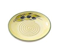 Ceramic Garlic Grater Plate Bowl, Finger-Safe Handcrafted Round Grating Pan, Anti-Slip Vegetable Fruit Grinding Tool Tomate Grater Plate Set Ginger Olive Oil Dip Herb Stripper Peeler Brush Stand