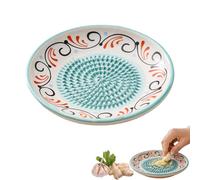 Ceramic Garlic Grater Plate Bowl,Tomato Dish Made in Spain Spanish Grating Pan Con Tomate Grater Plate Set Ginger Olive Oil Dip Herb Stripper Peeler Brush Stand Kitchen Gadget (A)