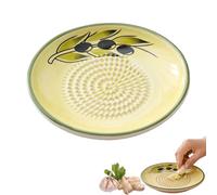 Ceramic Garlic Grater Plate Bowl,Tomato Dish Made in Spain Spanish Grating Pan Con Tomate Grater Plate Set Ginger Olive Oil Dip Herb Stripper Peeler Brush Stand Kitchen Gadget (D)