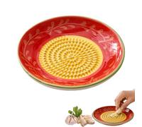 Ceramic Garlic Grater Plate Bowl,Tomato Dish Made in Spain Spanish Grating Pan Con Tomate Grater Plate Set Ginger Olive Oil Dip Herb Stripper Peeler Brush Stand Kitchen Gadget (F)