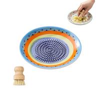 Ceramic Garlic Grater Plate Bowl Tomato Dish, Spanish Pan Con Tomate Plate Grater, Spanish Tomato Graters Plates with Brush, Cheese Fruit Crusher Grinder Ginger Grating Tool for Kitchen (#C)