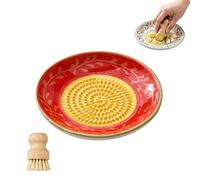 Ceramic Garlic Grater Plate Bowl Tomato Dish, Spanish Pan Con Tomate Plate Grater, Spanish Tomato Graters Plates with Brush, Cheese Fruit Crusher Grinder Ginger Grating Tool for Kitchen (#F)