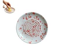 Ceramic Garlic Grater Plate, Ginger Grinder & Garlic Mincer with Raised Teeth, Multi-Function Manual Grater for Ginger, Vegetables, Fruit & Spices (Pink, Small)
