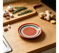 Ceramic Garlic Grater Plate, Handcrafted Ginger Grater Plate, Natural Grinder, Graters Plates for Ginger, Garlic, Onion, Cheese (Red)