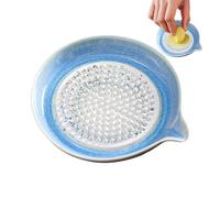Ceramic Garlic Grater Plate - Handmade Gradient Glaze 12cm Kitchen Grinding Dish, Smooth Mincer Bowl, Decorative Food Prep Tool | Garlic Onion Lemon Fruit Vegetable Paste Puree Home Cooking