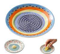 Ceramic Garlic Grater Plate, Natural Grinder, Handmade Hand Painted Grating Plate, Decorative Mincer for Tomato Paste Dishwasher Safe (B)