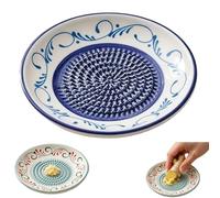 Ceramic Garlic Grater Plate, Natural Grinder, Handmade Hand Painted Grating Plate, Decorative Mincer for Tomato Paste Dishwasher Safe (D)