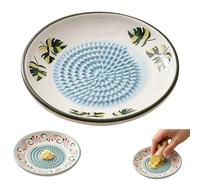Ceramic Garlic Grater Plate, Natural Grinder, Handmade Hand Painted Grating Plate, Decorative Mincer for Tomato Paste Dishwasher Safe (G)
