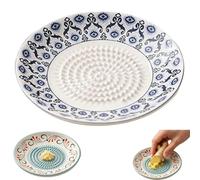 Ceramic Garlic Grater Plate, Natural Grinder, Handmade Hand Painted Grating Plate, Decorative Mincer for Tomato Paste Dishwasher Safe (E)