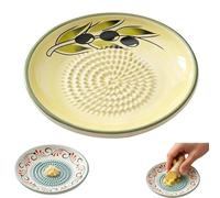 Ceramic Garlic Grater Plate, Natural Grinder, Handmade Hand Painted Grating Plate, Decorative Mincer for Tomato Paste Dishwasher Safe (C)