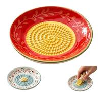 Ceramic Garlic Grater Plate, Natural Grinder, Handmade Hand Painted Grating Plate, Decorative Mincer for Tomato Paste Dishwasher Safe (F)