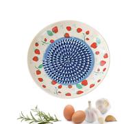 Ceramic Garlic Grater Plate - Round Manual Ceramic Plate | Garlic Grating Bowl - for Cheese Tomatoes Chocolate Strawberry Food Baking Dessert
