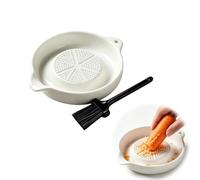 Ceramic Garlic Grater Plate with Cleaning Brush for Ginger, Spices & Cheese | Grate garlic, ginger, onion spices, cheese or chocolate on the textured ceramic plate and clean grooves with the mini brush.