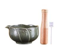 Ceramic Garlic Grinding Bowl - 5.31x5.31x2.76 Inches Manual Kitchen Grater Dish for Garlic, Ginger, Savory and Spices, Easy Paste Making with Textured Surfaces, Cooking Tool for Home Kitchen