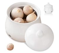 Ceramic Garlic Keeper, Breathable Lid Storage Container for Kitchen Countertop, Garlic Keeper, Holder