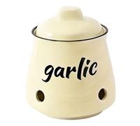 ＡＷＨＡＯ Ceramic Garlic Keeper Yellow Storage Pot with Lid Sturdy Kitchen Organizer for Spices Ingredients Countertop Home Gift