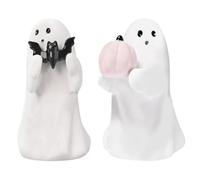 Ceramic Ghost Figurine Decor, 2Pack Small Halloween Ghost Statue for Home Decorative, Cute Mini Spooky Ghosts Pink Halloween Decor for Desk Office Table Centerpieces Ornament