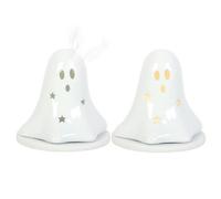 Ceramic Ghost Tealight & Incense Cone Holder - Spooky Halloween Decor