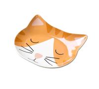 Ceramic Ginger Cat Face Saucer 16.5x13cm Food Bowl Pet Spoon Rest Teabag Tidy