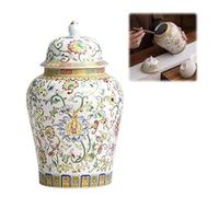 Ceramic Ginger Jar with Lid 8.07 Inch, Enamel Storage Jar, Decorative Vase