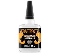 Ceramic glue - KRAFTPROTZ Ultra Thin 50 g - low-viscosity adhesive for porcelain, ceramic & stone - capillary effect for micro cracks - dishwasher safe, heatproof & invisible - fine repairs